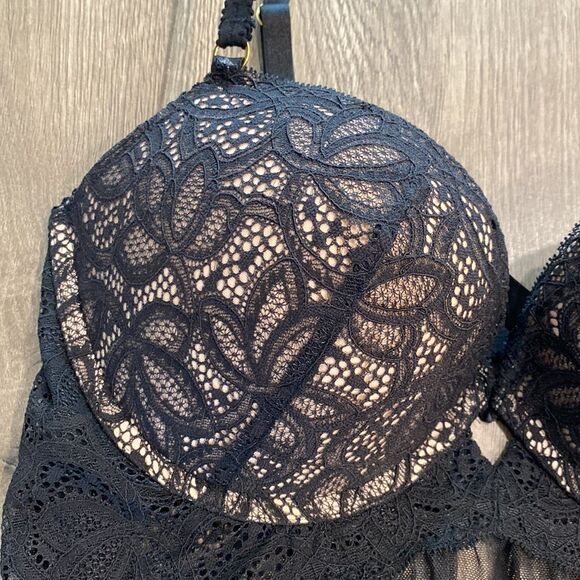 Victoria's Secret Babydoll  Black Lace Push Up Slip Size 36D - Picture 6 of 12